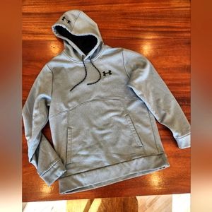Mens Fleece Lines Under Armour Grey Hooded Sweatshirt Hoodie Medium